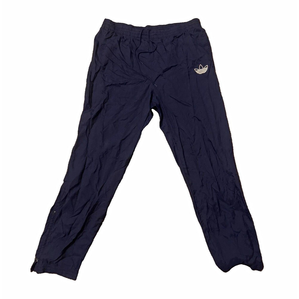 VINTAGE 80s 90s ADIDAS Men’s Blue Ripstop Nylon Track Pants Logo Size L